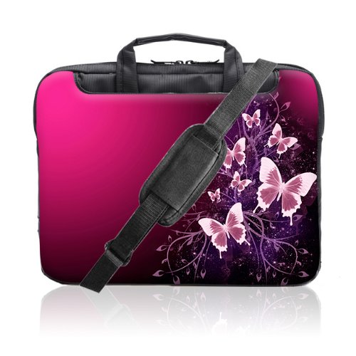 TaylorHe-Funda-para-porttil-15-40cm-bolso-de-bandolera-para-15-156-Laptop-con-bolsillos-laterales-para-accesorios-SamsungAcerToshibaMacbook-diseo-de-mariposas-rosa-chispas-0